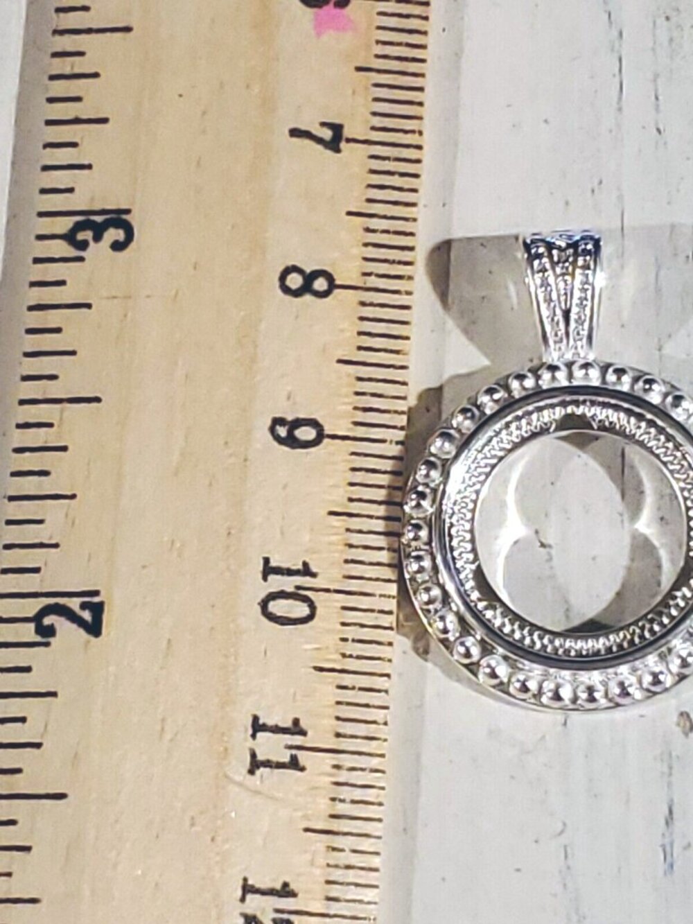 Sterling Silver Plated Art Deco Dotted 16mm Round Cabochon Pendant Setting - Picture 6 of 6